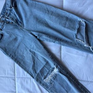 PacSun Light Blue Distressed High-Rise Straight Leg Jeans